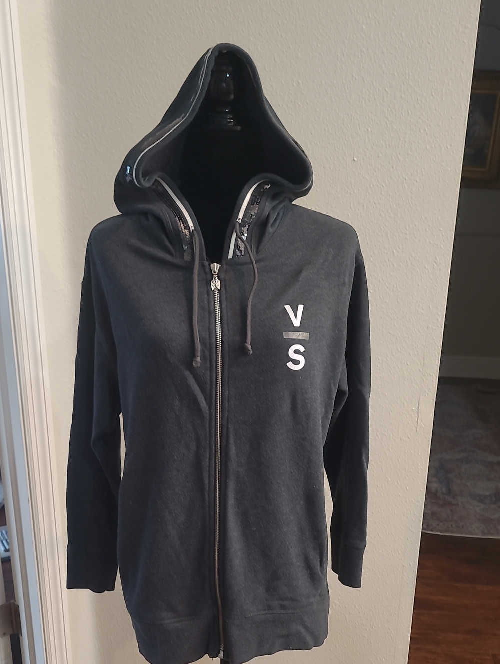 Victoria's Secret Black Full-Zip Teddy Hoodie Jacket  Size S